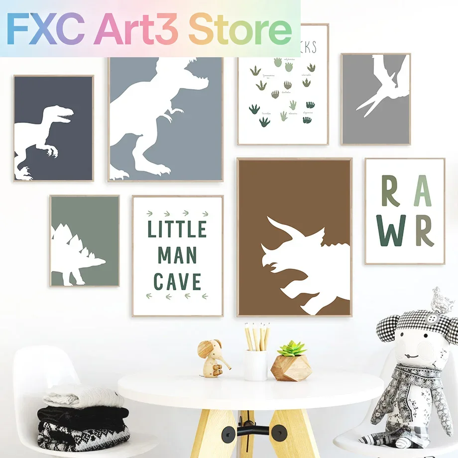 Baby Boy Nursery Quotes - 1pc frameless,Jurassic Dinosaur Tyrannosaurus Rex Triceratops