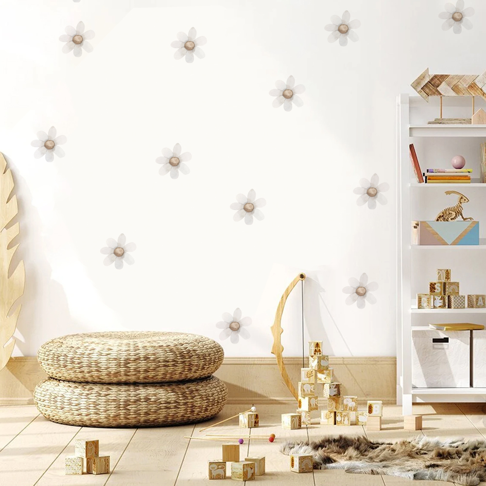 Baby Nursery Decor Girl - White Daisy Wall Stickers for Baby