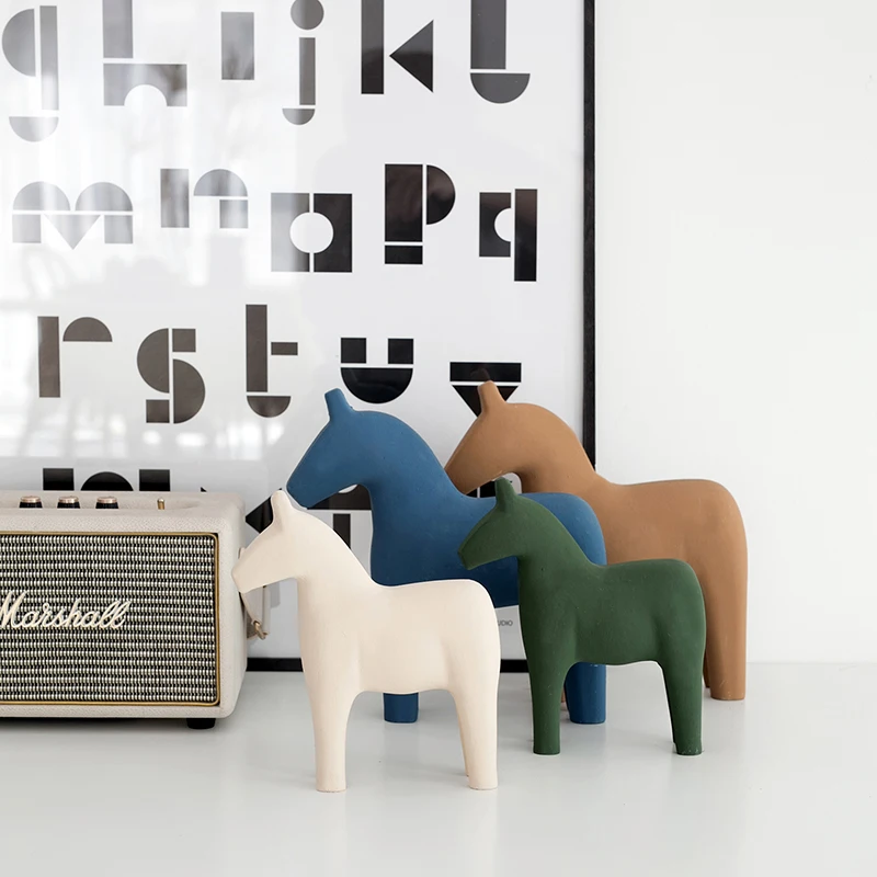 Baby Nursery Table - Nordic Wooden Horse Ornaments Morandi Home