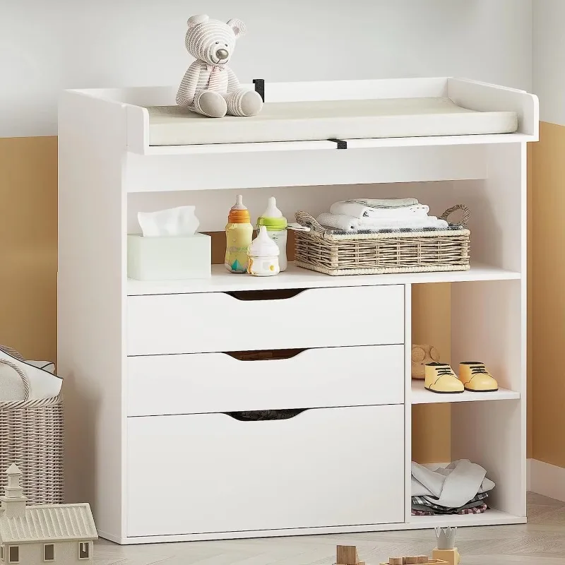 Baby Nursery Table - Contemporary minimalist MDF white baby changing