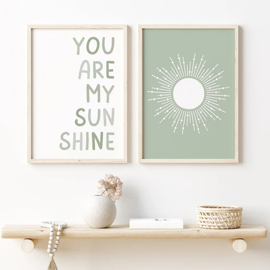 Baby Nursery Wall Lights - Wall Art Canvas Painting Nordic Light