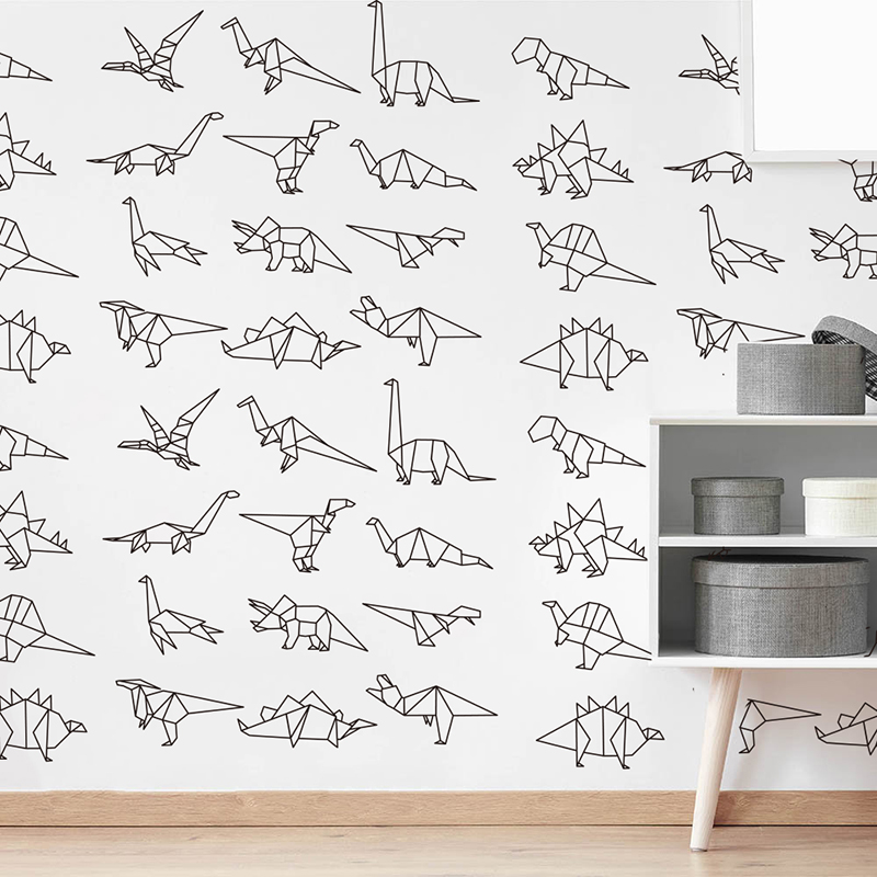Baby Zoo Nursery - Cute Origami Dinosaurs Animal Wall Sticker