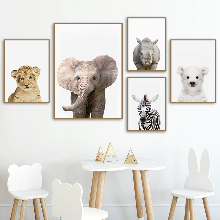 Baby Zoo Nursery - Baby Safari Animal Nursery Wall Art
