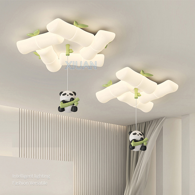 Baby Nursery Light Fixture - New Chinese Panda Ceiling Lamps Bamboo