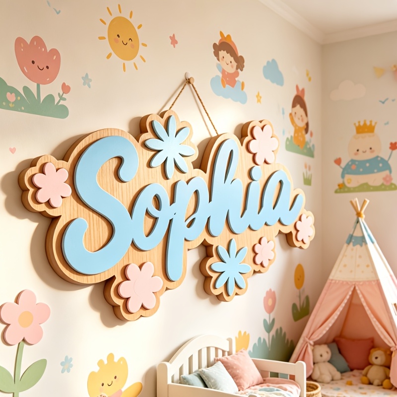 Baby Nursery Baby - Personalized Floral Themed Name Room Sign,