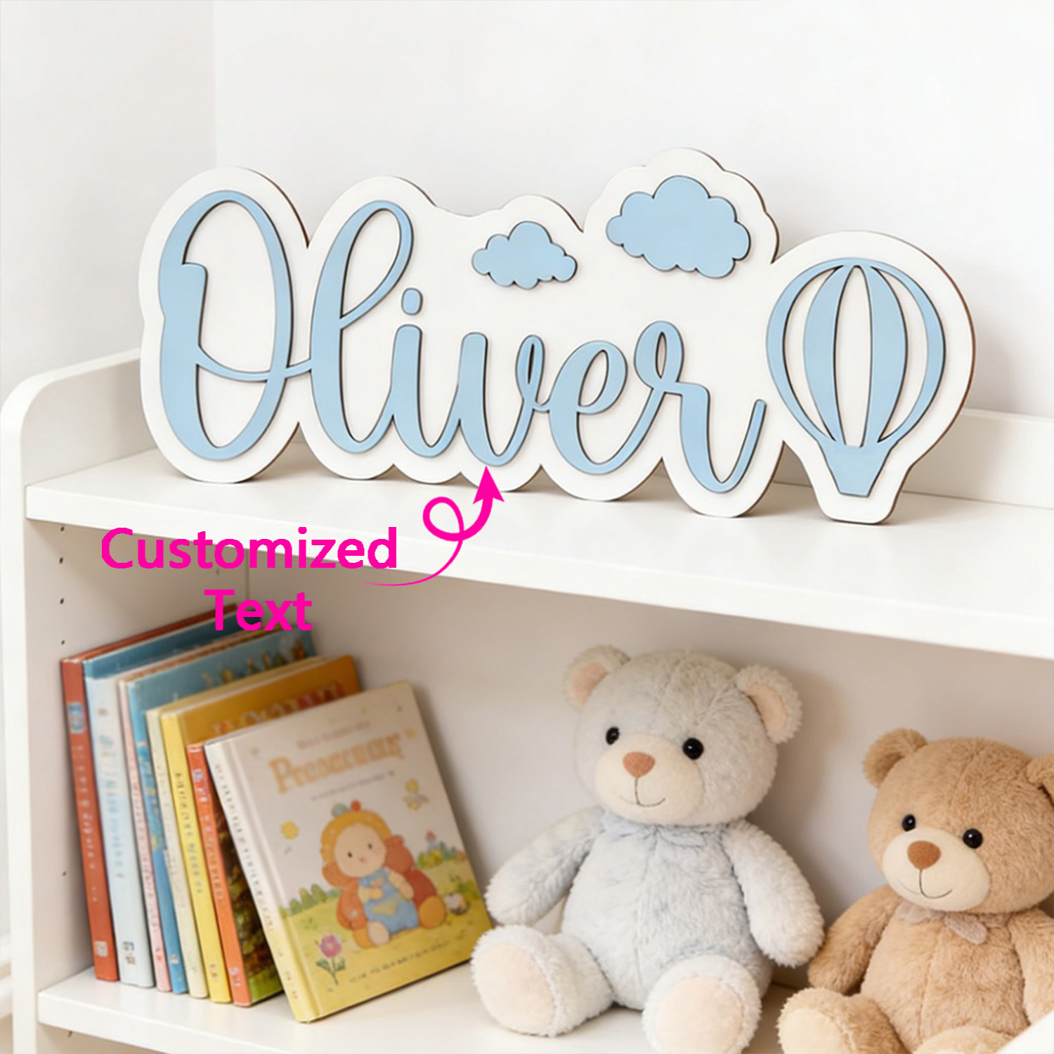 Baby Nursery Baby - Personalized Hot Air Balloon & Cloud