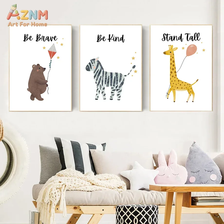 Baby Nursery Decor Girl - AZNM Be Brave Kind Stand Tall