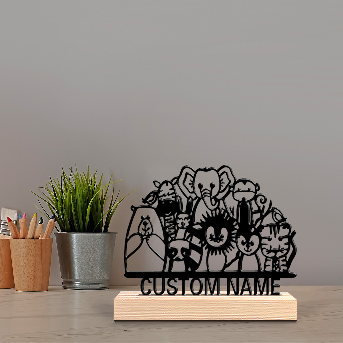Baby Zoo Nursery - 1pc Cute Personalized Custom Zoo Wooden