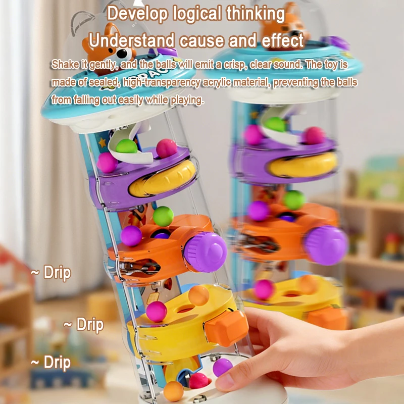 Montessori Ball Drop Tower Toy - Baby Nursery Table recension och pris