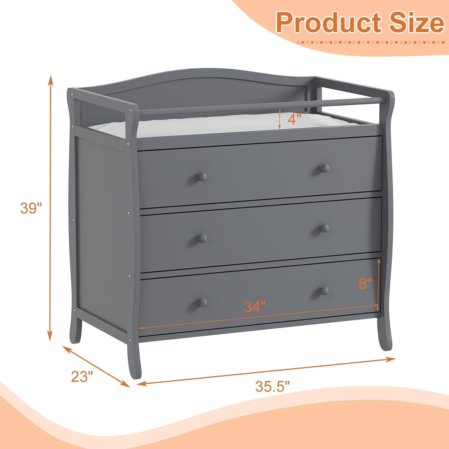 3 Drawers Baby Changing Table  - Baby Nursery Table recension och pris