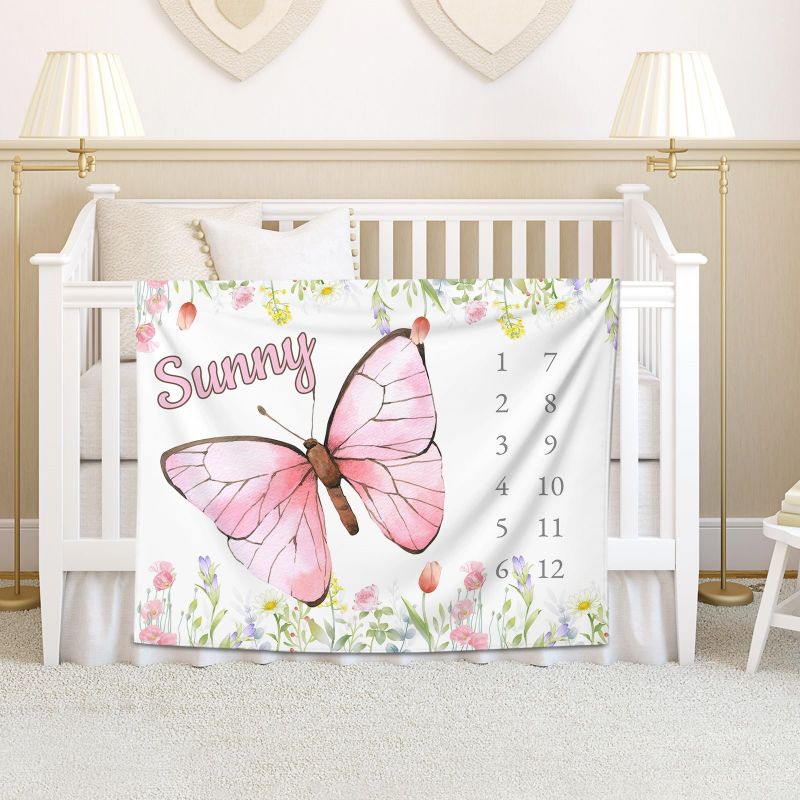 VIKAMA Watercolor Pink Butterf - Baby Nursery Decor Girl recension och pris