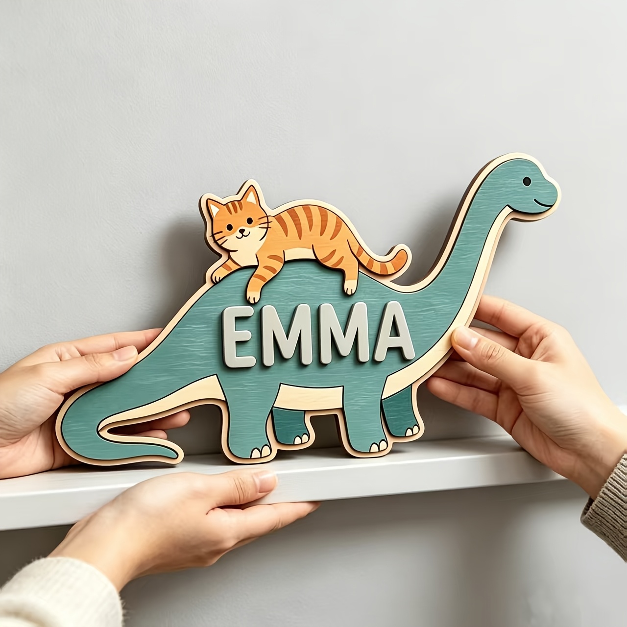 Personalized Cat Riding Dinosa - Baby Nursery Baby recension och pris