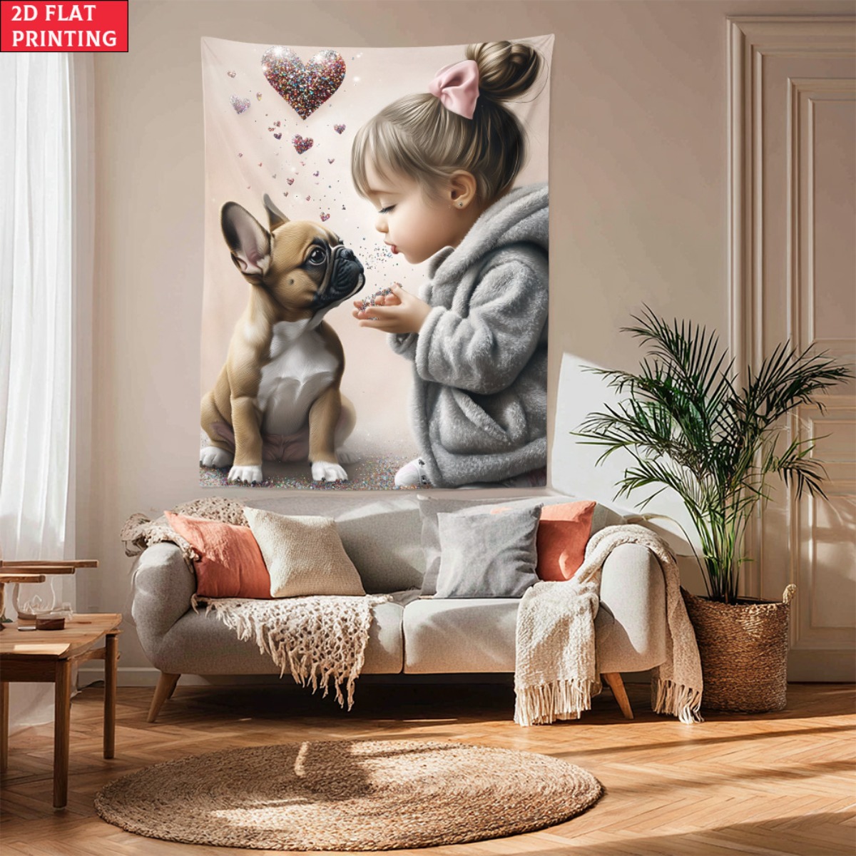 Girl with french bulldog puppy - Baby Nursery Decor Girl recension och pris