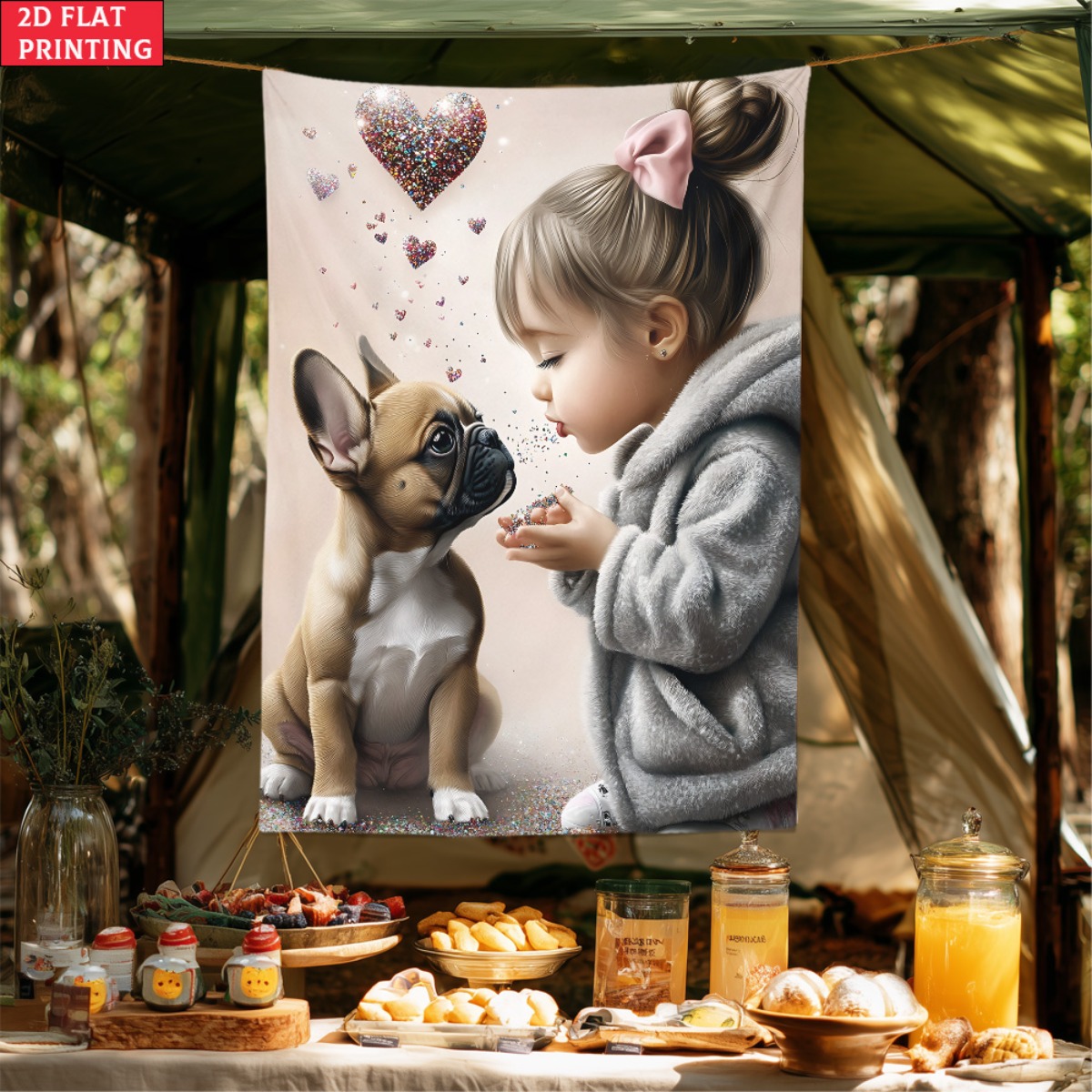 Girl with french bulldog puppy - Baby Nursery Decor Girl recension och pris