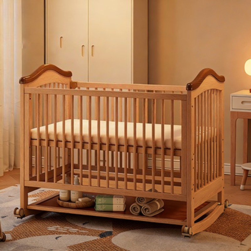 Solid Wood Baby Crib Adjustabl - Convertible Crib Set recension och pris