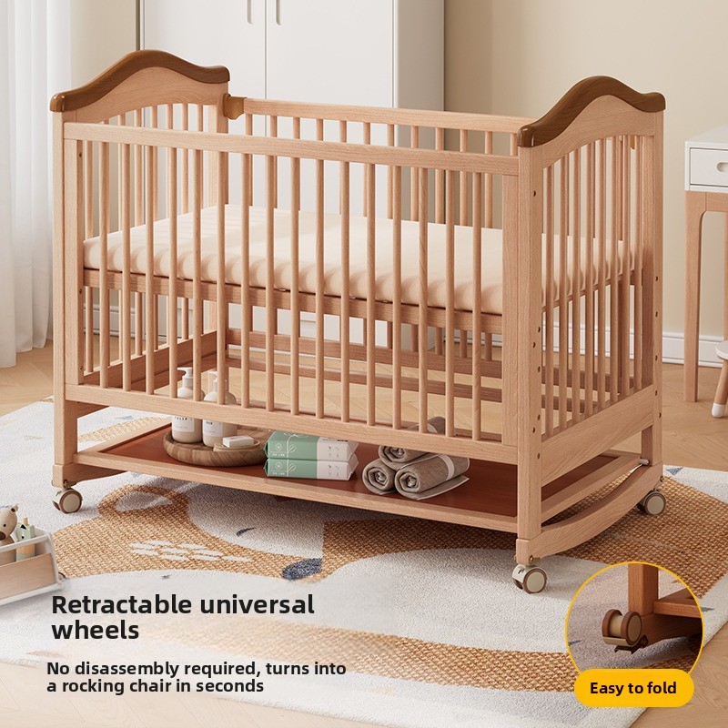 Solid Wood Baby Crib Adjustabl - Convertible Crib Set recension och pris