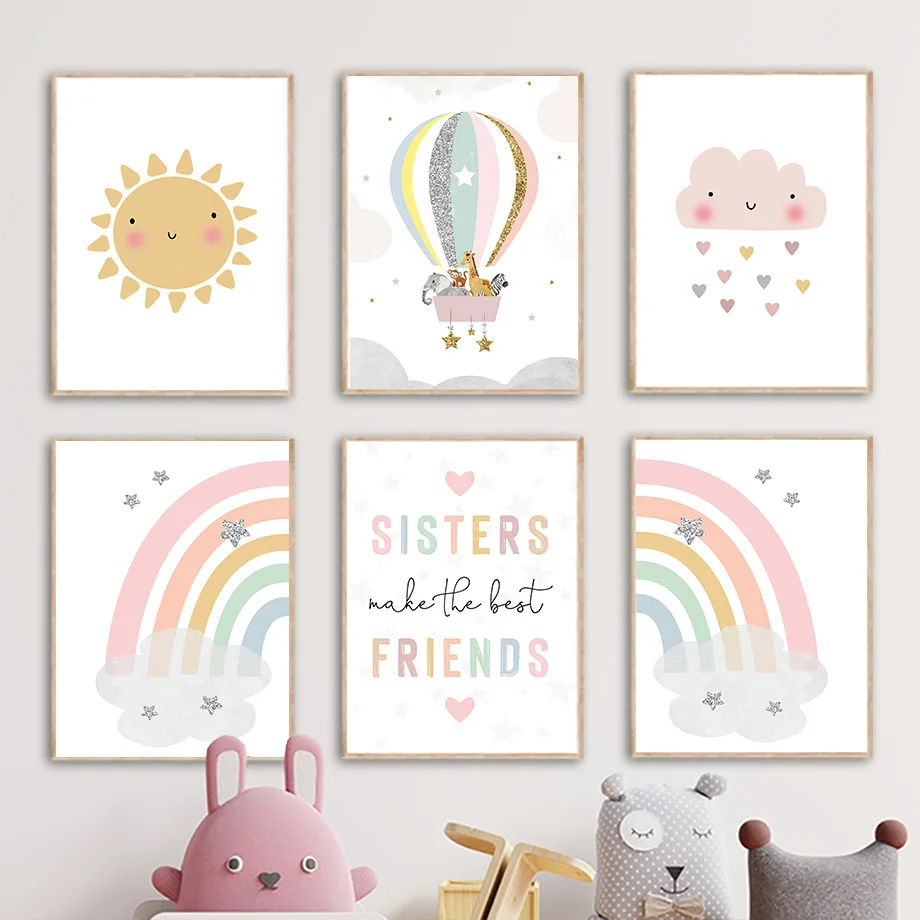Giraffe Elephant Hot Balloon S - Baby Nursery Decor Girl recension och pris