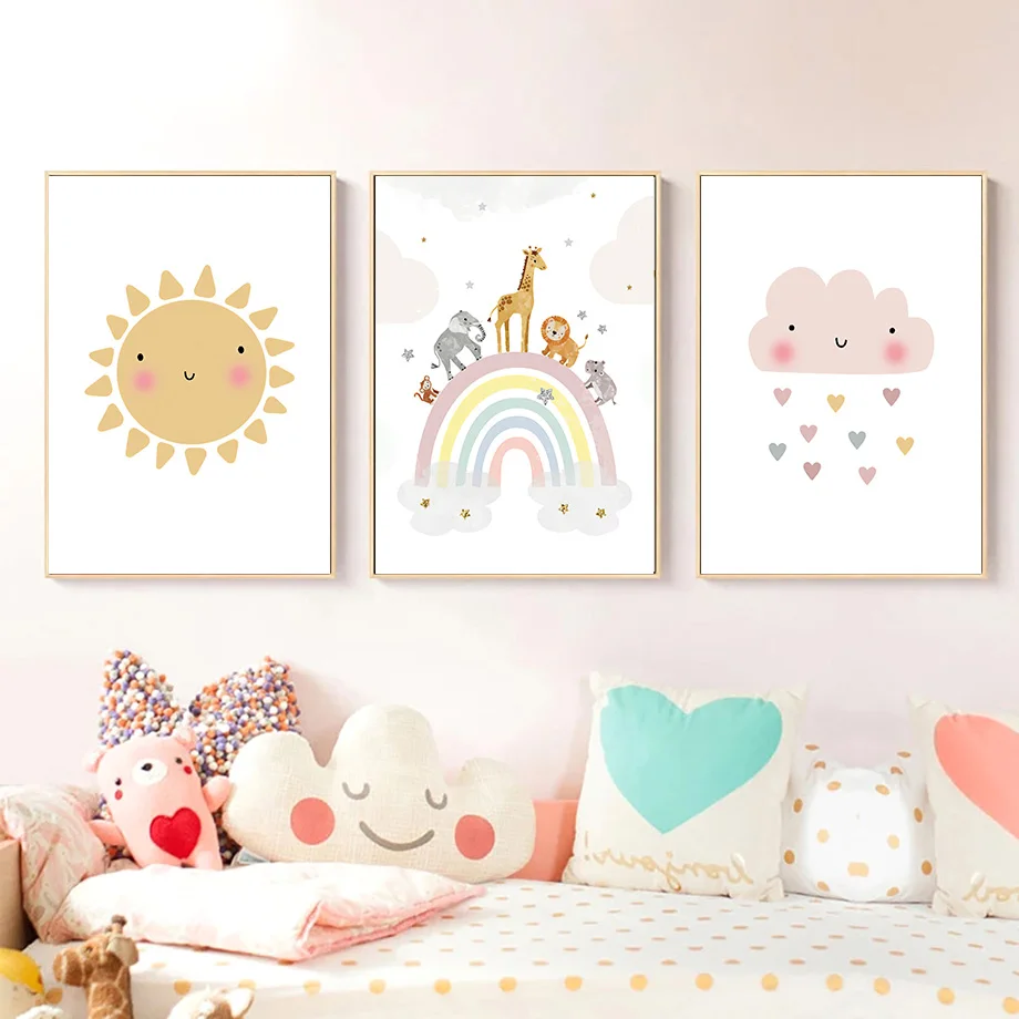 Giraffe Elephant Hot Balloon S - Baby Nursery Decor Girl recension och pris