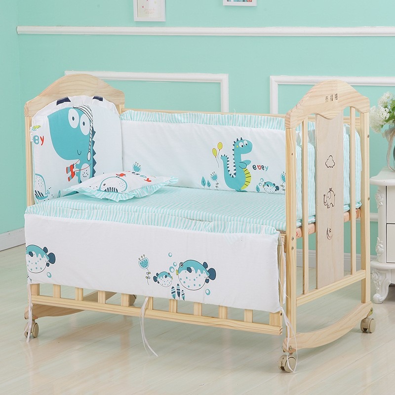 6Pcs Cartoon Cotton Crib Beddi - Convertible Crib Set recension och pris