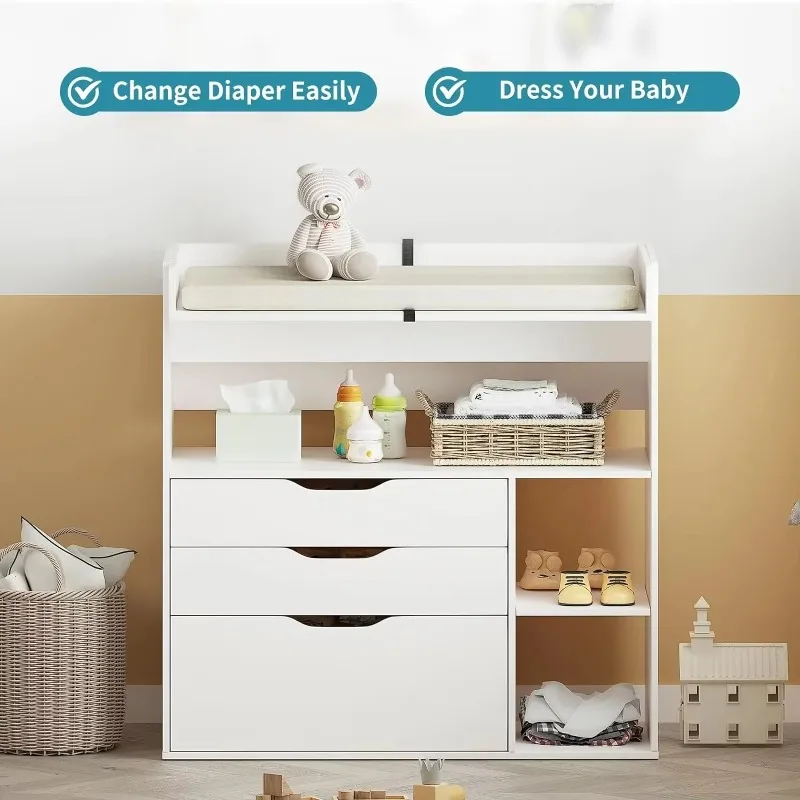 Contemporary minimalist MDF wh - Baby Nursery Table recension och pris