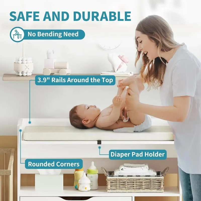Contemporary minimalist MDF wh - Baby Nursery Table recension och pris