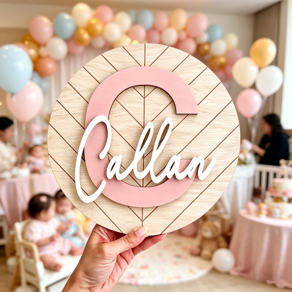 1Pc Custom Round Geometric Woo - Baby Nursery Office recension och pris