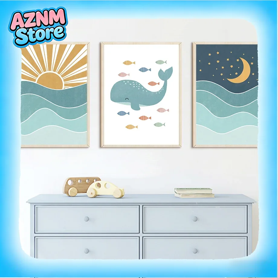 Fish Whale Seagull Sunrise Sun - Baby Boy Nursery Quotes recension och pris
