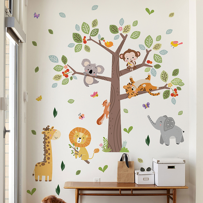 Large Jungle Animal Wall Stick - Baby Zoo Nursery recension och pris