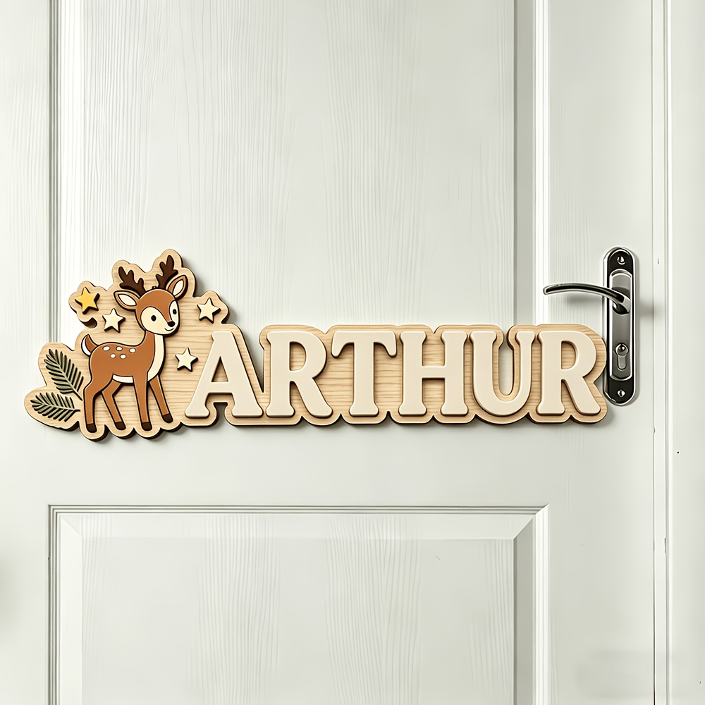 Custom Deer & Star Wooden Name - Baby Nursery Baby recension och pris