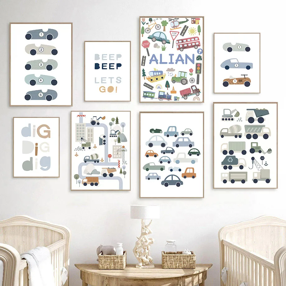 Frameless Tractor Truck Excava - Baby Boy Nursery Quotes recension och pris