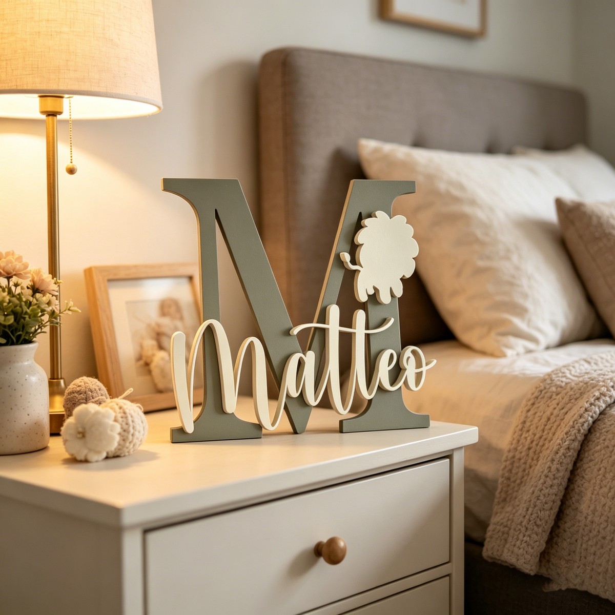 1Pc Custom Lion Name & Initial - Baby Nursery Baby recension och pris