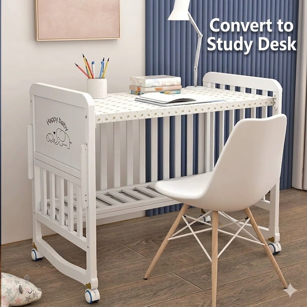 Premium Baby Crib Solid Wood C - Convertible Crib Set recension och pris