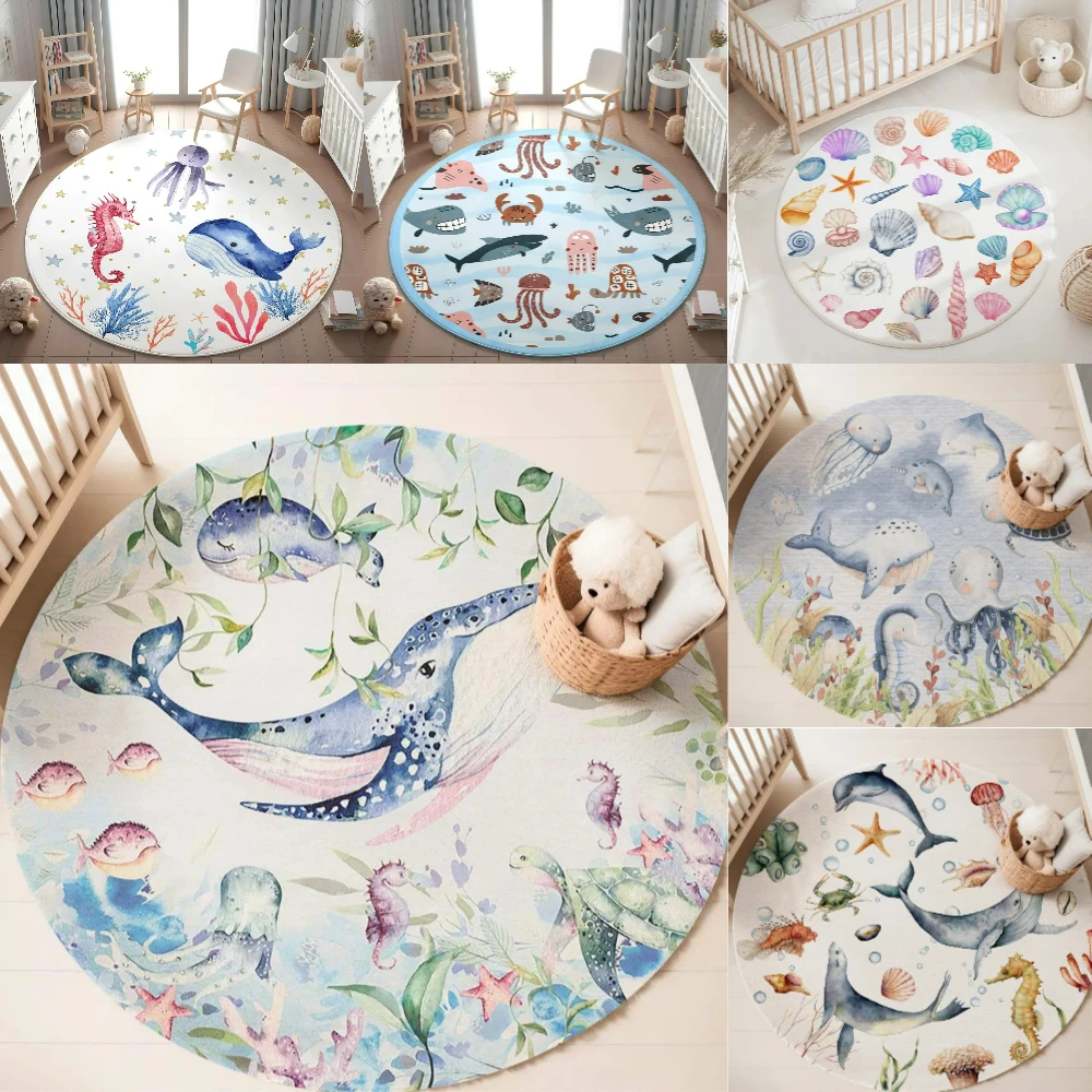 Blue Marine animal Round Carpe - Baby Nursery Games recension och pris