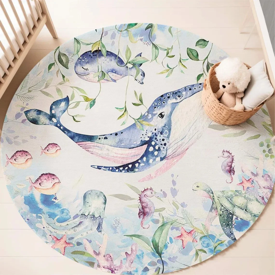 Blue Marine animal Round Carpe - Baby Nursery Games recension och pris