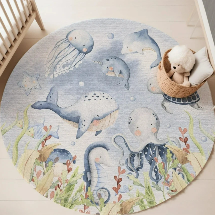 Blue Marine animal Round Carpe - Baby Nursery Games recension och pris